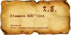 Klemens Bálint névjegykártya