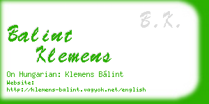 balint klemens business card