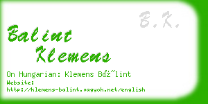 balint klemens business card